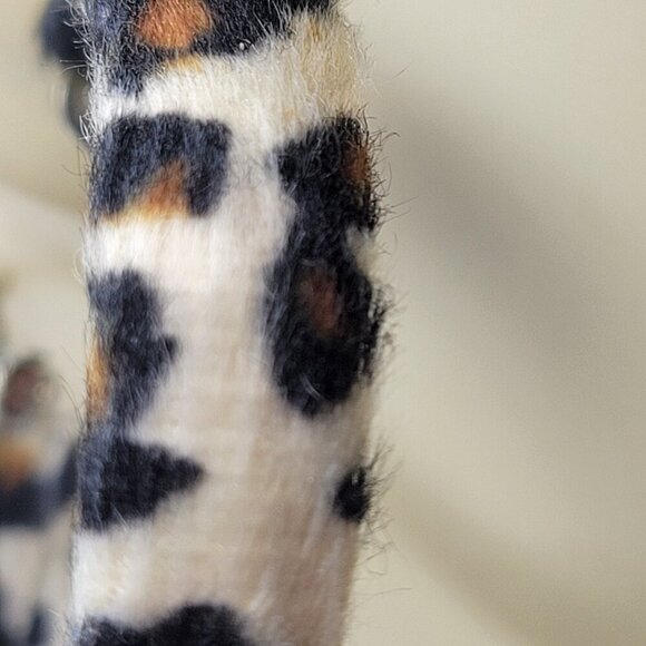 Fuzzy Animal Print Hoop Earrings - Picture 2 of 6